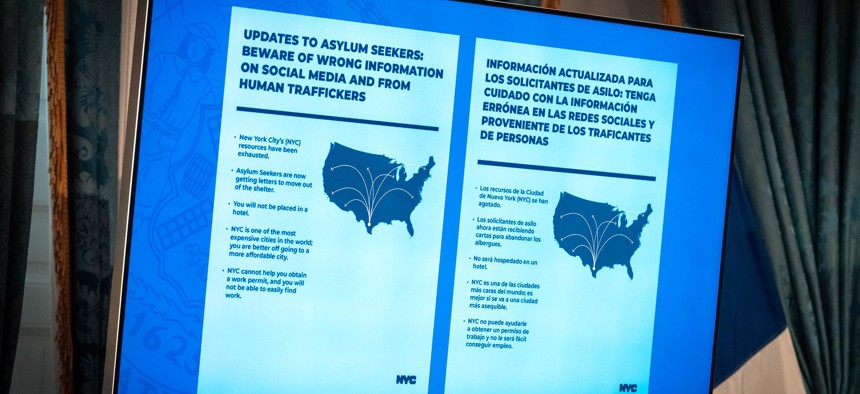Flyers encouraging migrants not to come to New York City will be distributed at the border and in shelters.