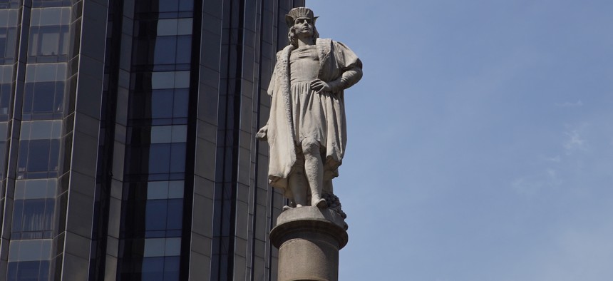 The Christopher Columbus statue in Manhattan's Columbus Circle has become a flashpoint in the fight over Columbus Day.