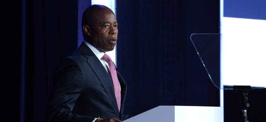 New York City Mayor Eric Adams, pictured here at an earlier event, announced the launch of the city's AI action plan on Monday.