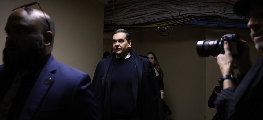 Rep. George Santos and his staff walk through tunnels beneath the Capitol on the day of his expulsion from the House.