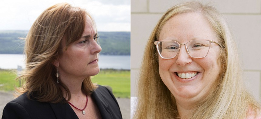 Yvonne Taylor, cofounder of the Seneca Lake Guardian, and Victoria Opthof-Cordaro, co-founder of Citizens for Responsible Development-LST .