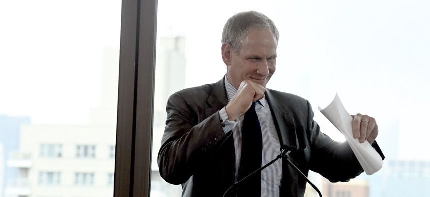 Metropolitan Transportation Authority chair & CEO Janno Lieber announcing the Federal Highway Administration issued a finding of no significant impact after completing an environmental assessment on congestion pricing in Manhattan during a press conference at the NYU Kimmel Center on Tuesday, Jun 27, 2023.