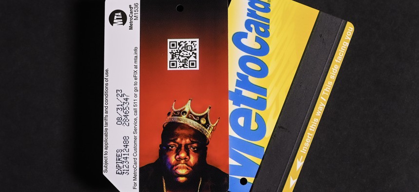 A commemorative MetroCard featuring The Notorious B.I.G. from 2022.