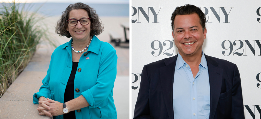 Nancy Goroff and John Avlon are competing in the June 25 Democratic primary for the 1st Congressional District.