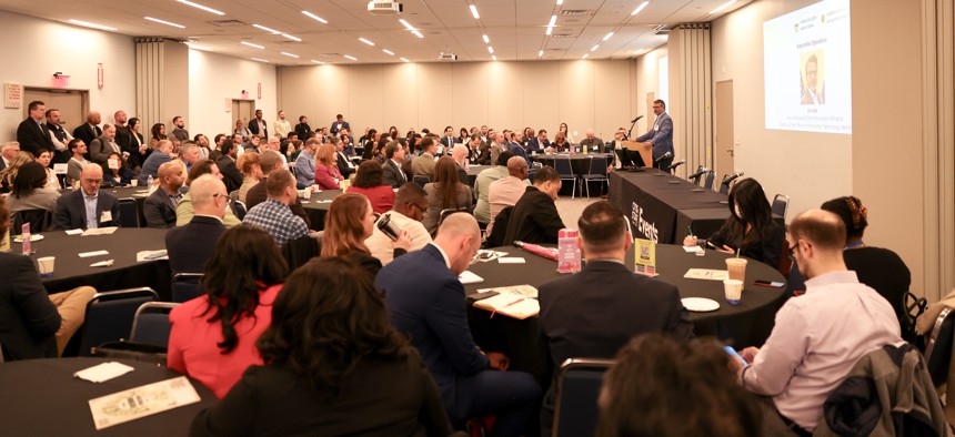 Dru Rai, the state’s chief information officer, speaks at City & State’s 2025 Digital Summit at Hebrew Union College in Manhattan’s West Village neighborhood on Wednesday.