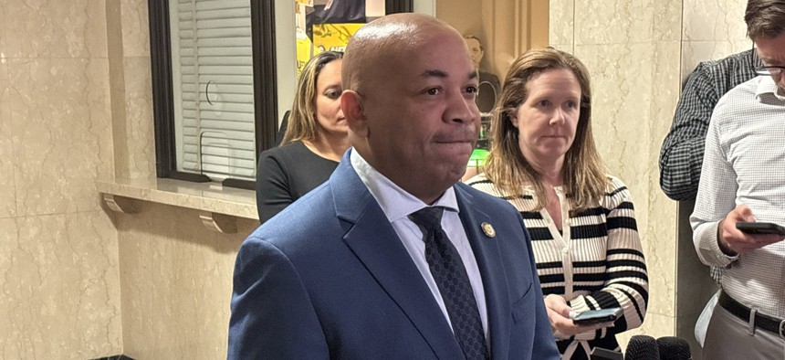 Assembly Speaker Carl Heastie announces the framework of a deal on changes to the discovery law.