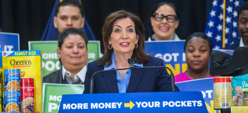Gov. Kathy Hochul touts her affordability wins in the forthcoming state budget on April 30, 2025.