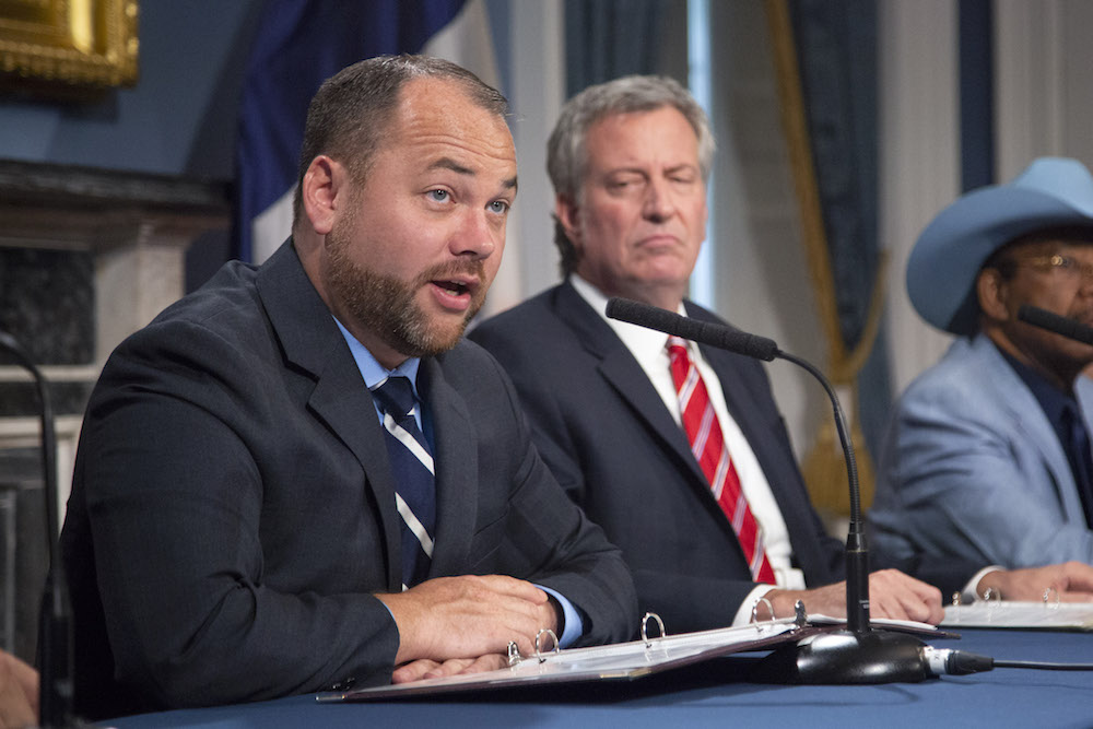 New York City Council Speaker Corey Johnson with New York City Mayor Bill de Blasio New York City Council Speaker Corey Johnson with New York City Mayor Bill de Blasio