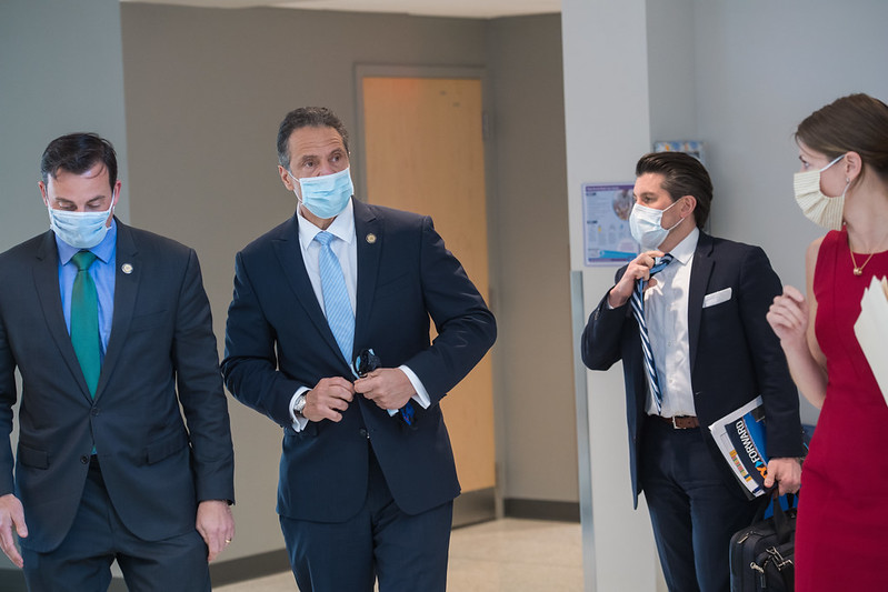 Governor Cuomo wearing his mask. Governor Cuomo wearing his mask.