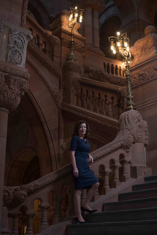Lt. Gov. Kathy Hochul on the Million Dollar Staircase in the state Capitol on Albany Lt. Gov. Kathy Hochul on the Million Dollar Staircase in the state Capitol on Albany