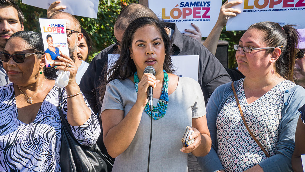 Samelys Lopez announces her campaign for Congress in the Bronx. Samelys Lopez announces her campaign for Congress in the Bronx.