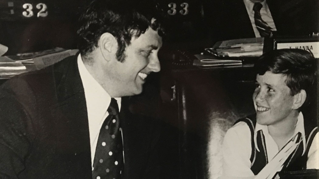Flanagan as a child with his father Assemblyman John Flanagan in the state Capitol. Flanagan as a child with his father Assemblyman John Flanagan in the state Capitol.