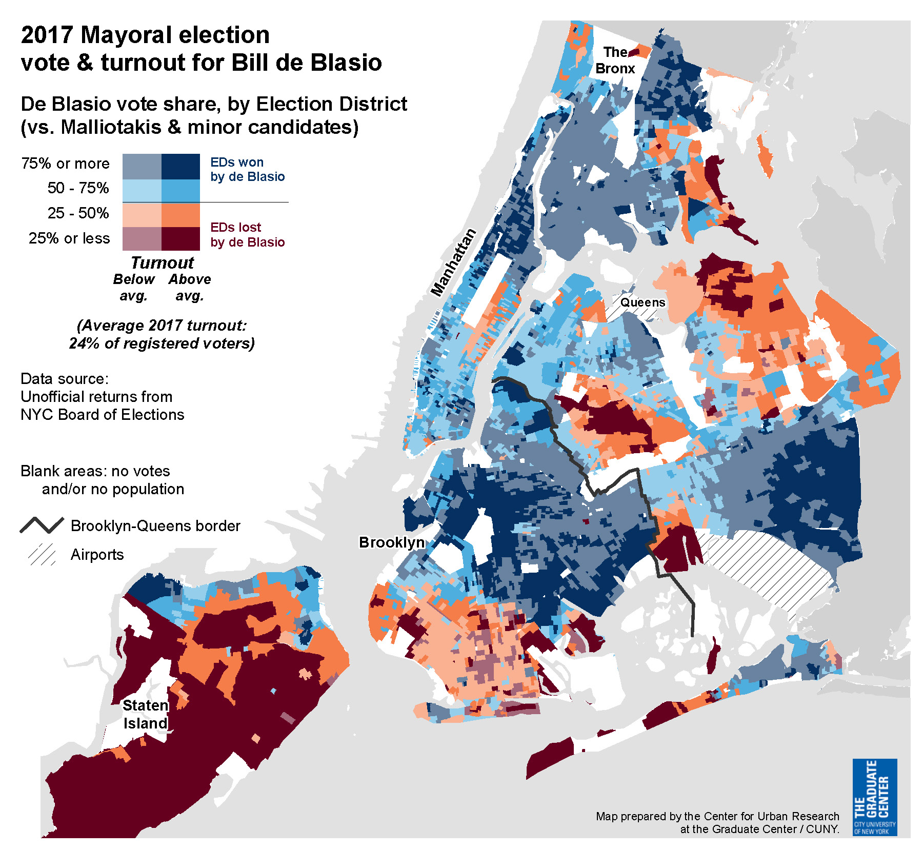 NYC 2017 general election voter turnout