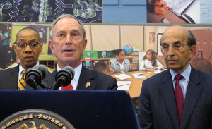 Michael Bloomberg with schools chancellor Joel Klein