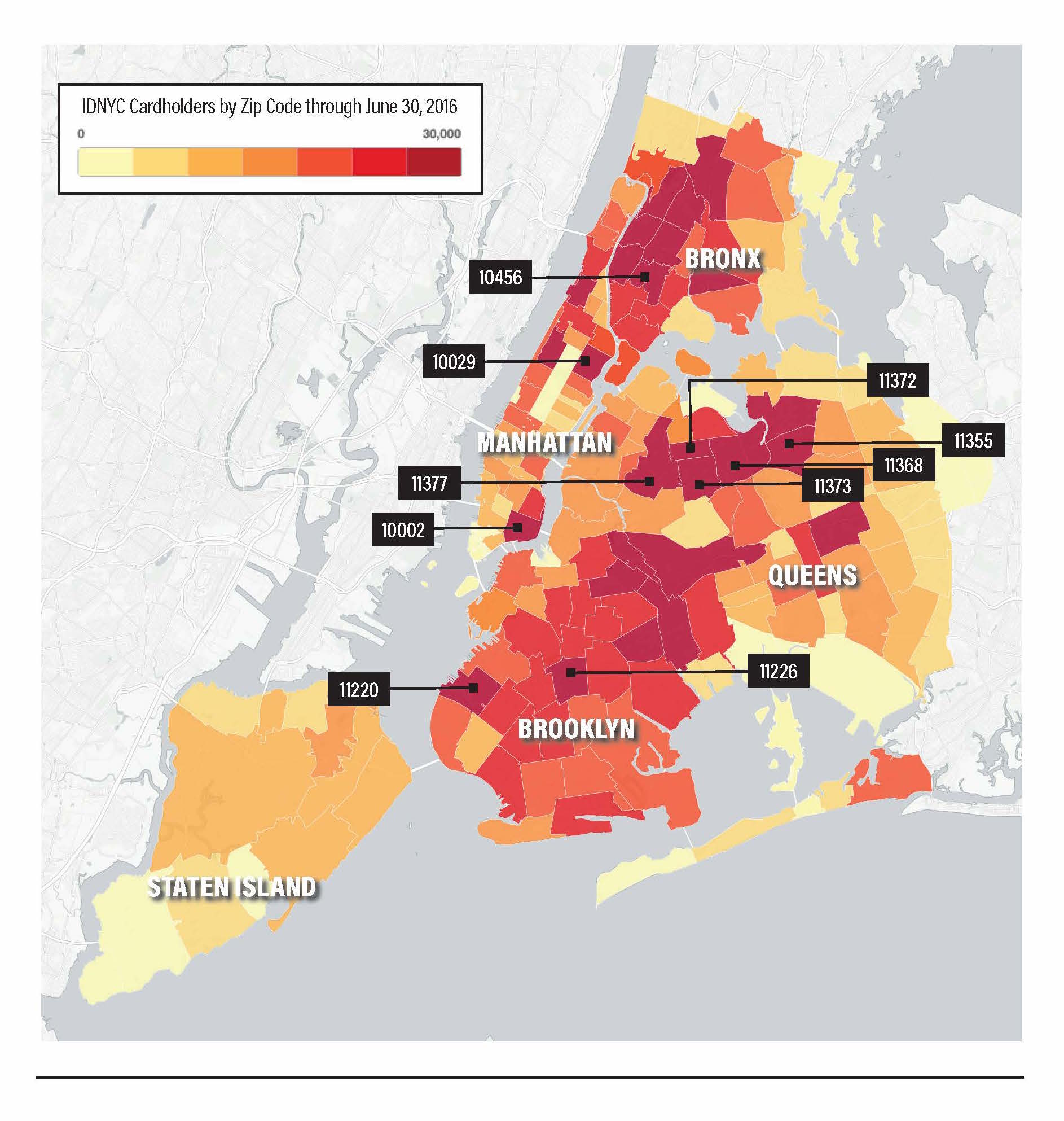 IDNYC cardholders by ZIP code