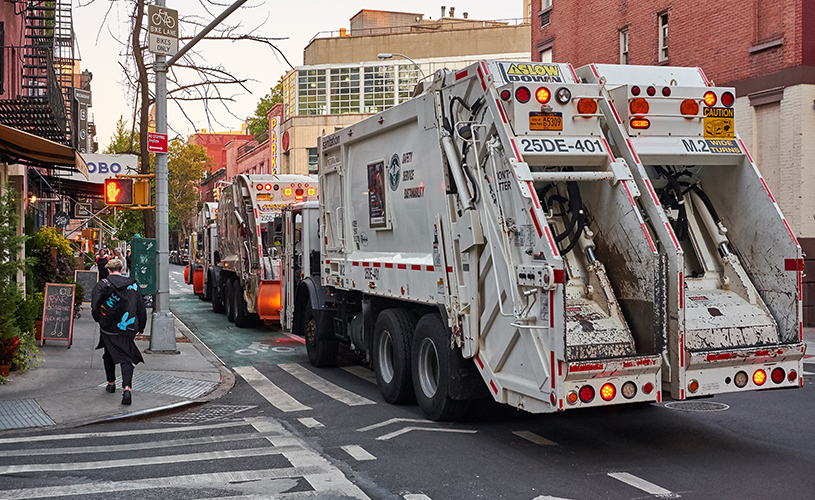 Garbage truck in brooklyn