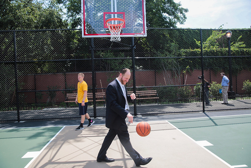 David Greenfield playing basketball