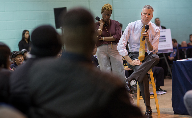 NYCHA Shola Olatoye and Bill De Blasio