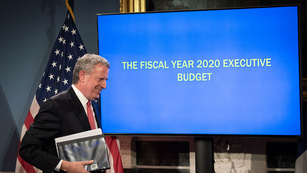 Mayor Bill de Blasio announces his Fiscal Year 2020 Executive Budget. Mayor Bill de Blasio announces his Fiscal Year 2020 Executive Budget.